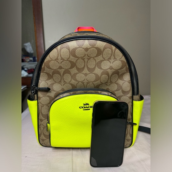 Neon Green Coach Backpack (Like New) - Picture 11 of 11